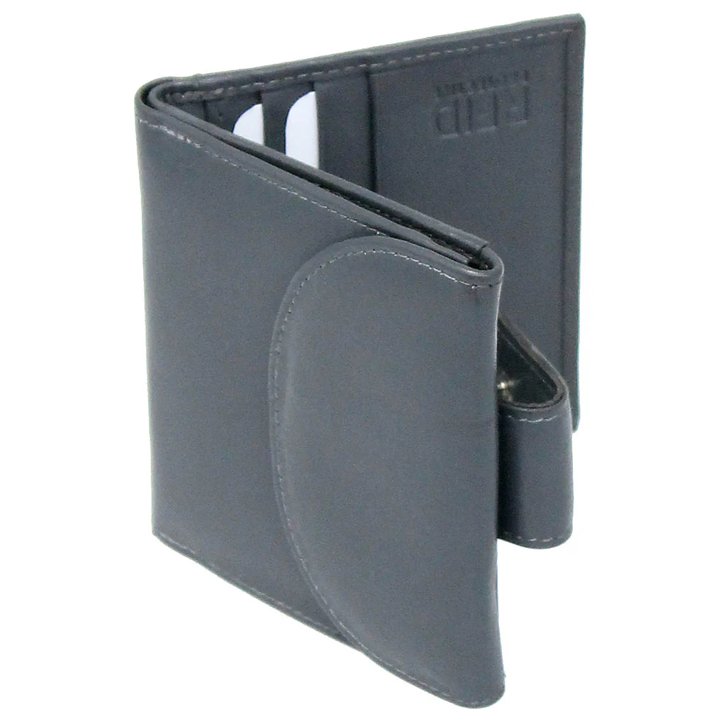 Super Thin Gray Leather RFID Wallet #WL10RFIDGY - Image 3
