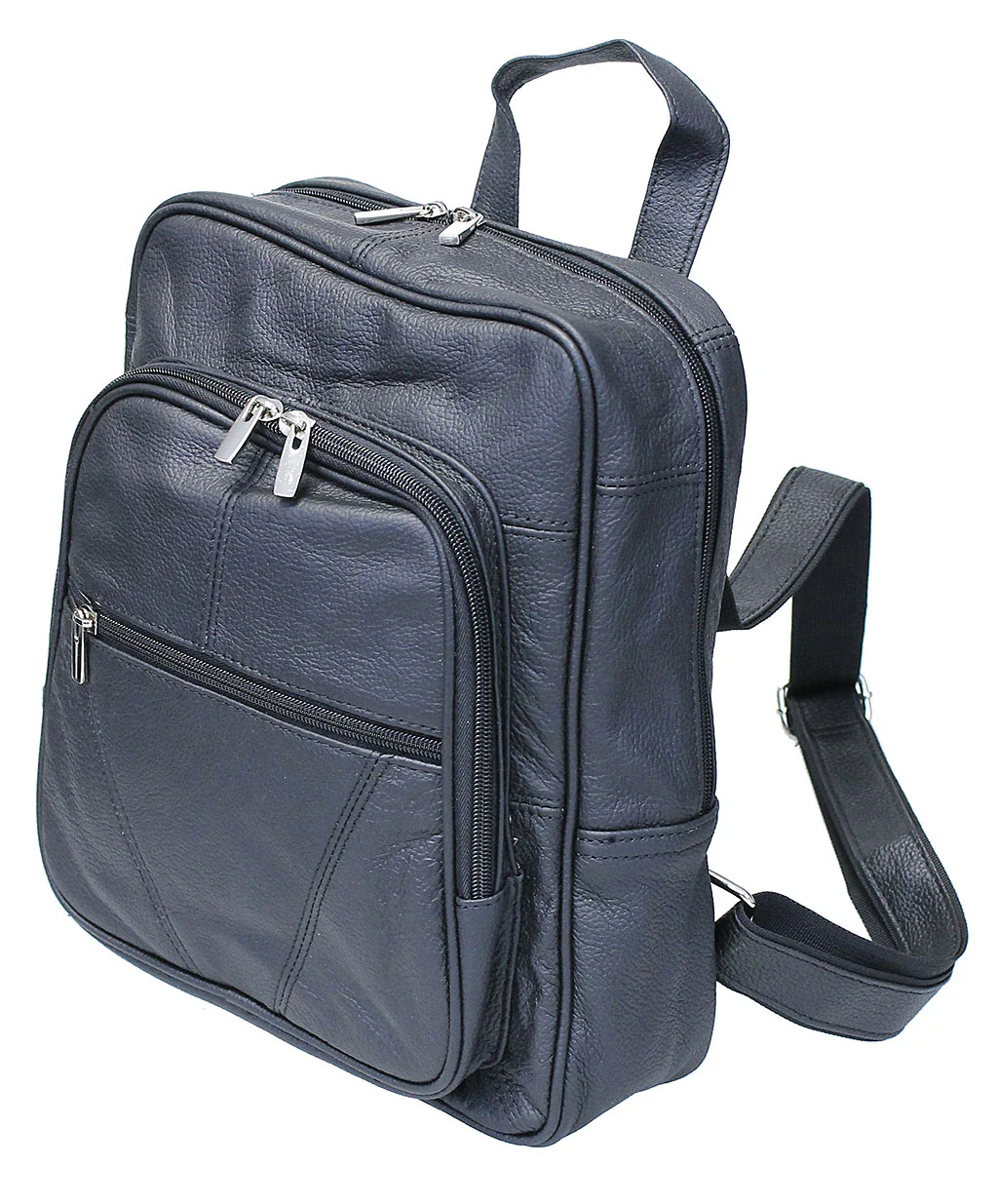 Tablet Size Black Leather Small Backpack #BP33070K - Image 2