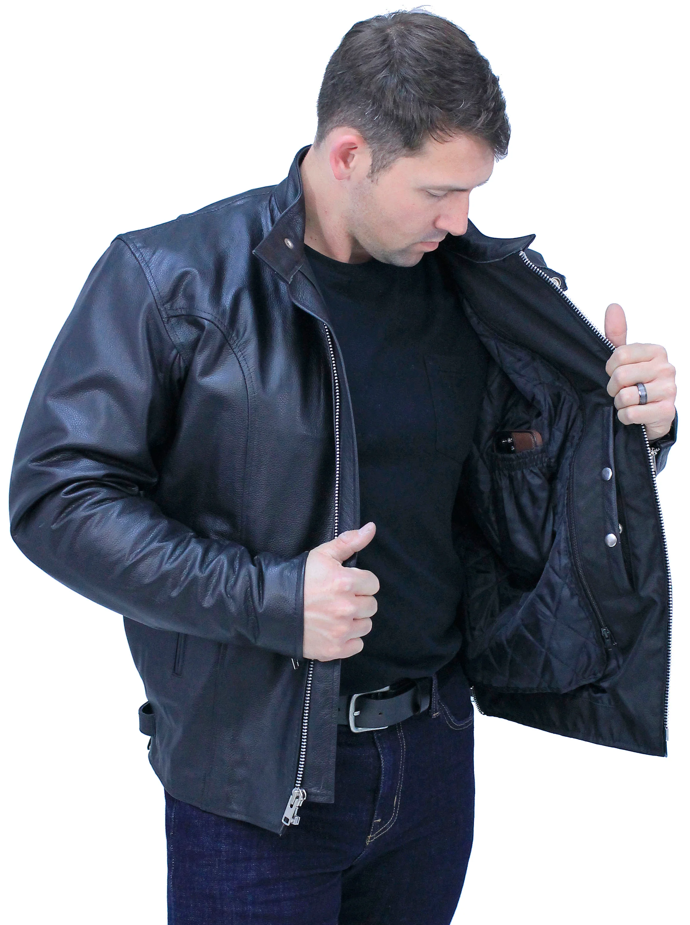 TALL SIZE - Iron Racing Leather Jacket #M570ZT - Image 2