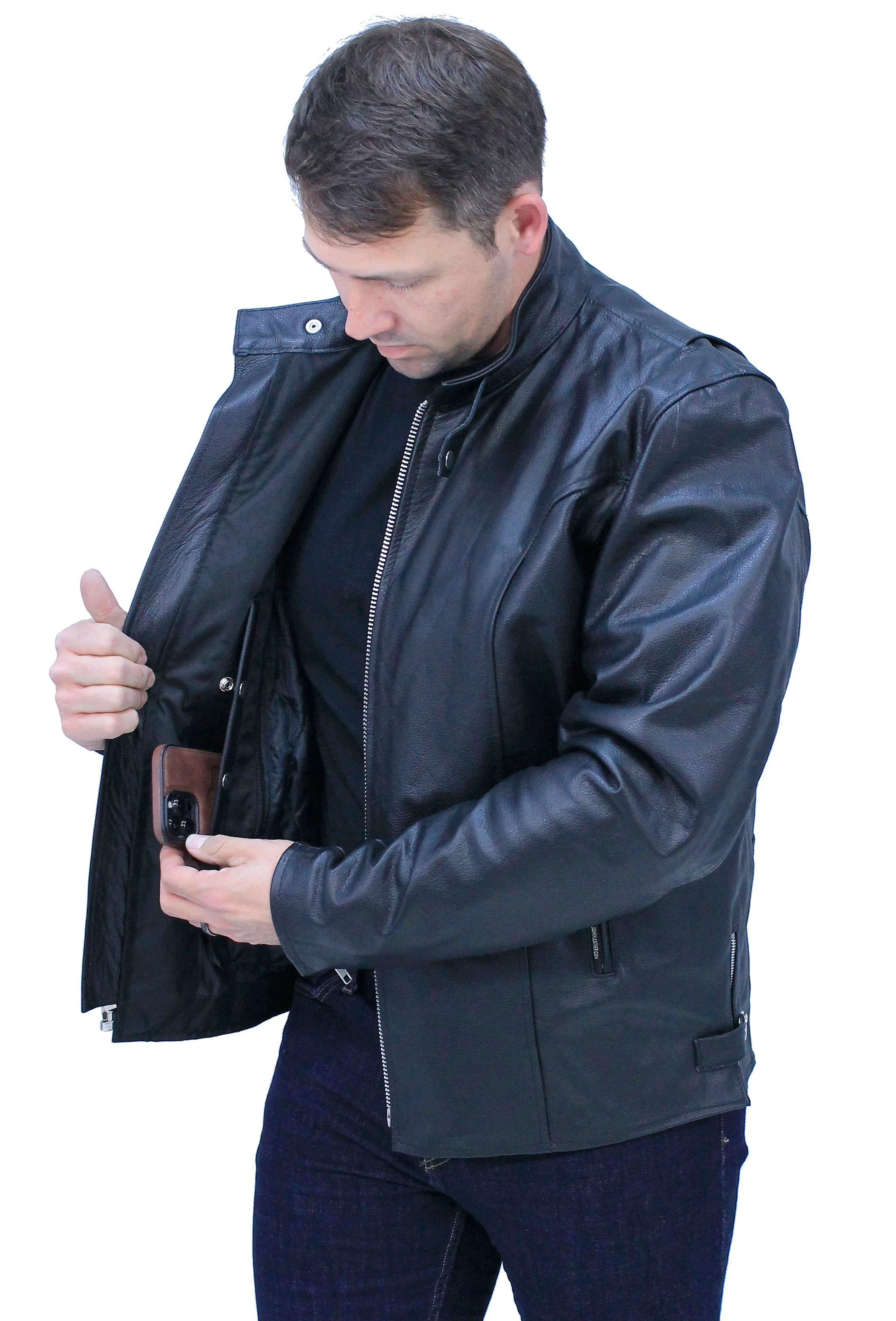 TALL SIZE - Iron Racing Leather Jacket #M570ZT - Image 4
