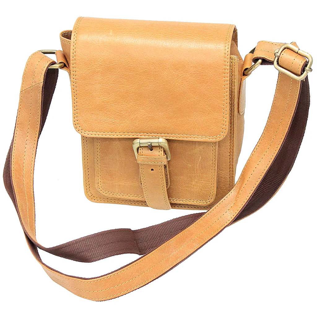 Tan Leather Cross Body Utility Bag #P51TAN - Image 2
