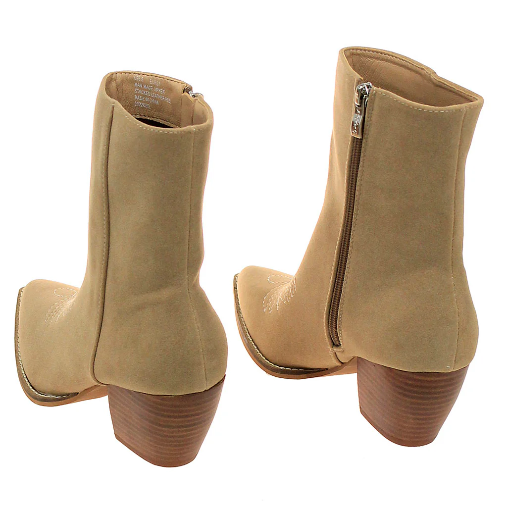 Tan Suede Ladies Ankle Boots with Zipper #BLC02TAN-FANCY - Image 3