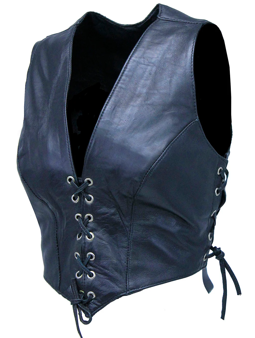 Triple Lace-Up Leather Vest #VL30110LLK (20)