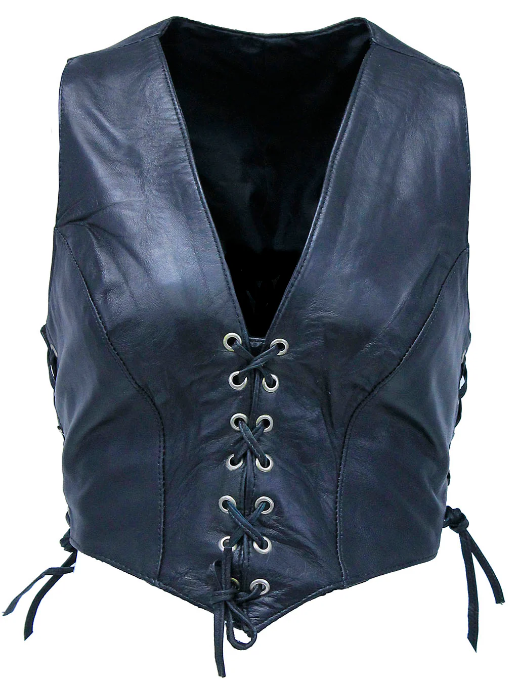 Triple Lace-Up Leather Vest #VL30110LLK (20) - Image 3