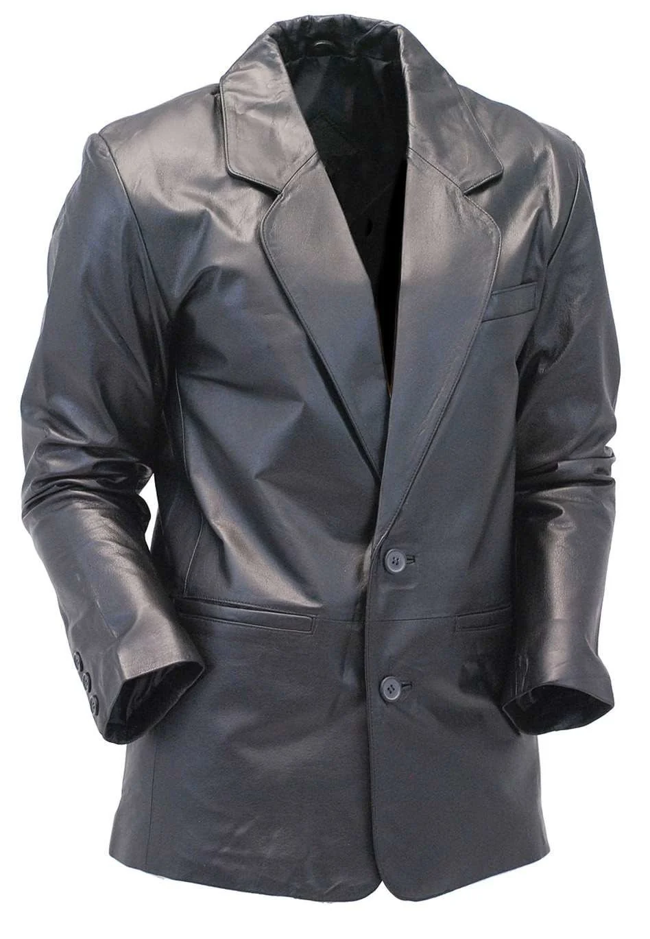 Two Button Lambskin Leather Blazer / Sports Coat #M118K - Image 4