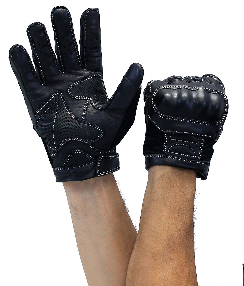 Ultimate Leather Motorcycle Gloves w/Knuckle Armor #G8245KNK - Image 2