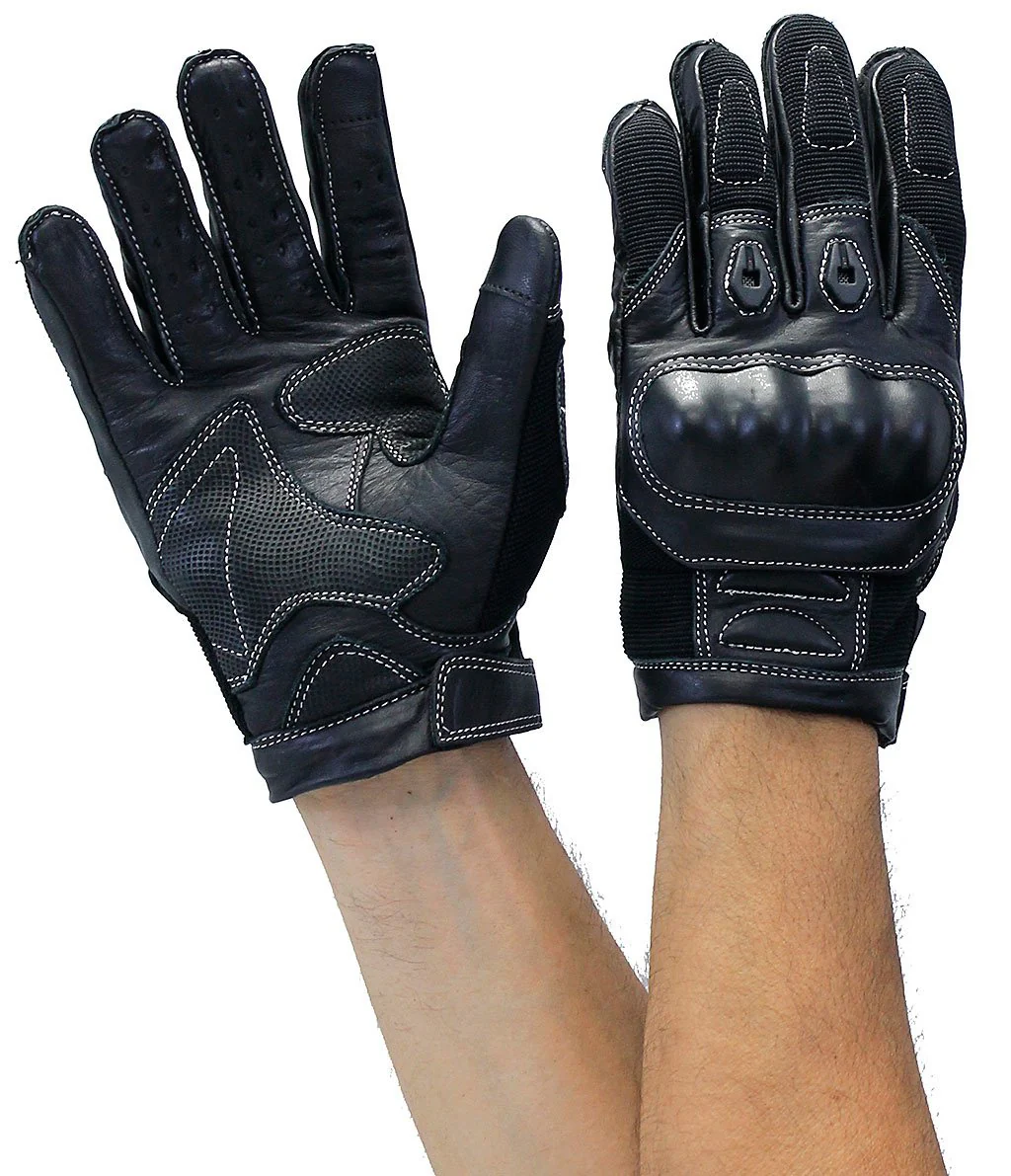 Ultimate Leather Motorcycle Gloves w/Knuckle Armor #G8245KNK - Image 3