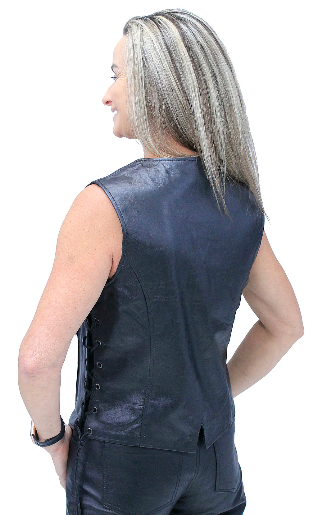 Ultimate Ultra Premium Leather Side Lace Concealed Pocket Vest #VL68970LGK - Image 2