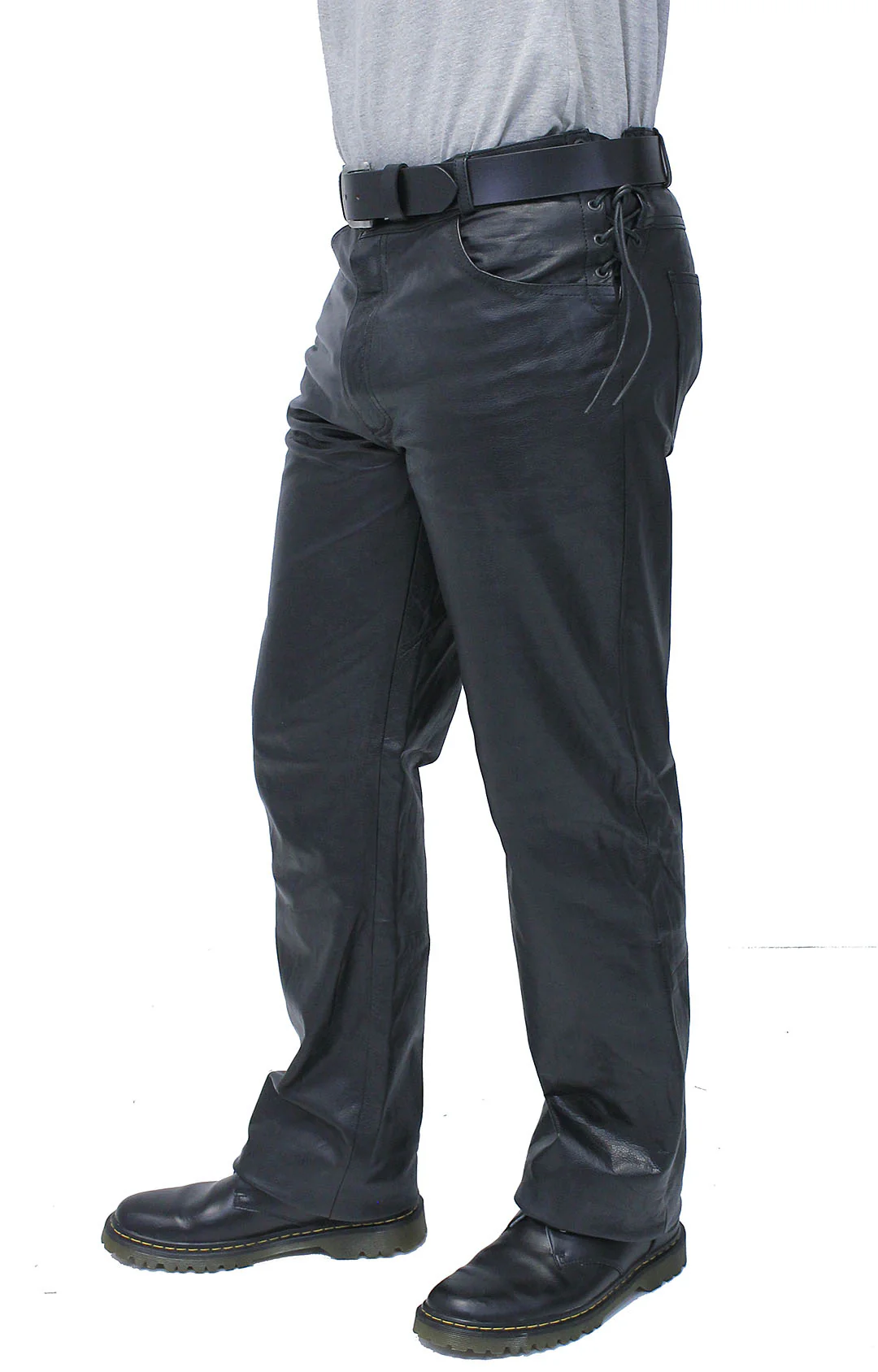 Top Side Lace Leather Pants for Men #MP804LK (28-40) - Image 5