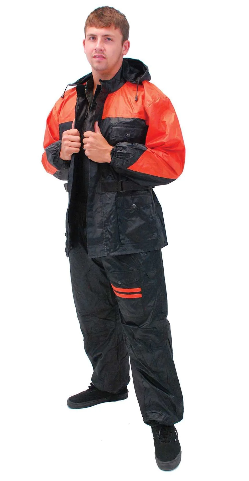 Unisex Two Piece Orange & Black Rain suit #RS302O - Image 2