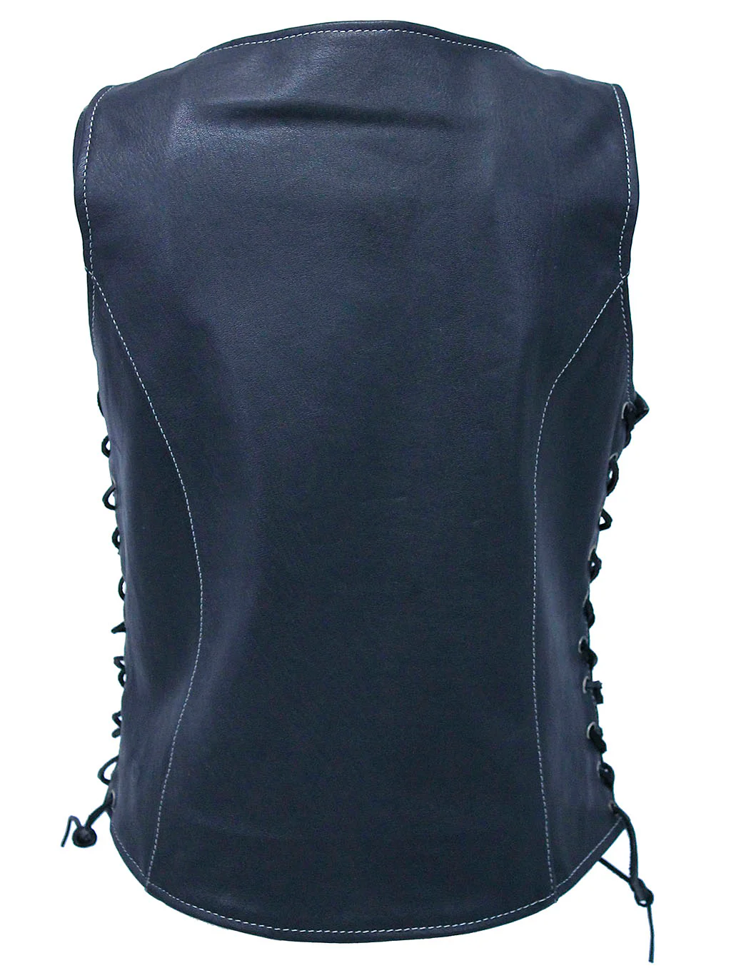 Flag Lined Women's Side Lace Leather Vest #VL6890USA () - Image 2