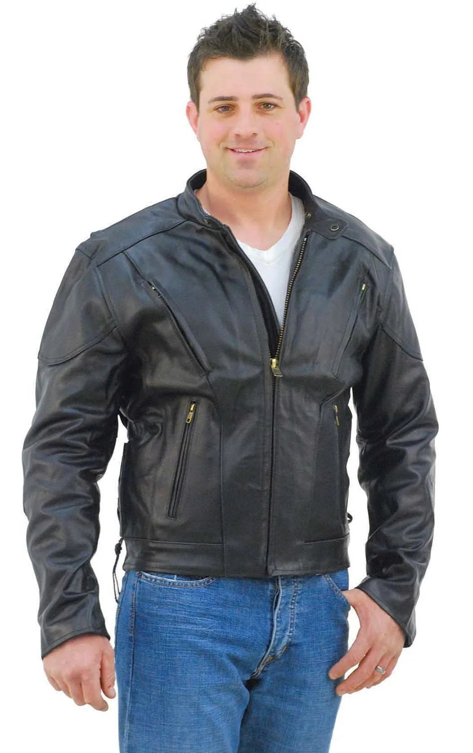 Vented Eagle Vented Leather Motorcycle Jacket #M305VZ (42,50,52,54)