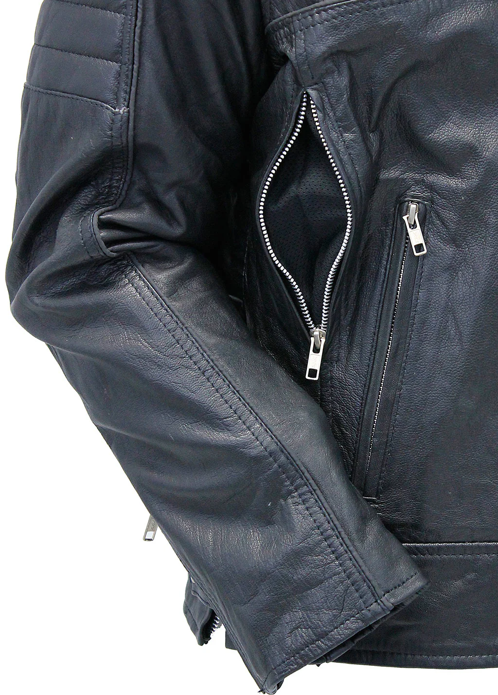 Vented Motorcycle Jacket w/Reflectors & Concealed Pockets #M6608GRVZK - Image 5