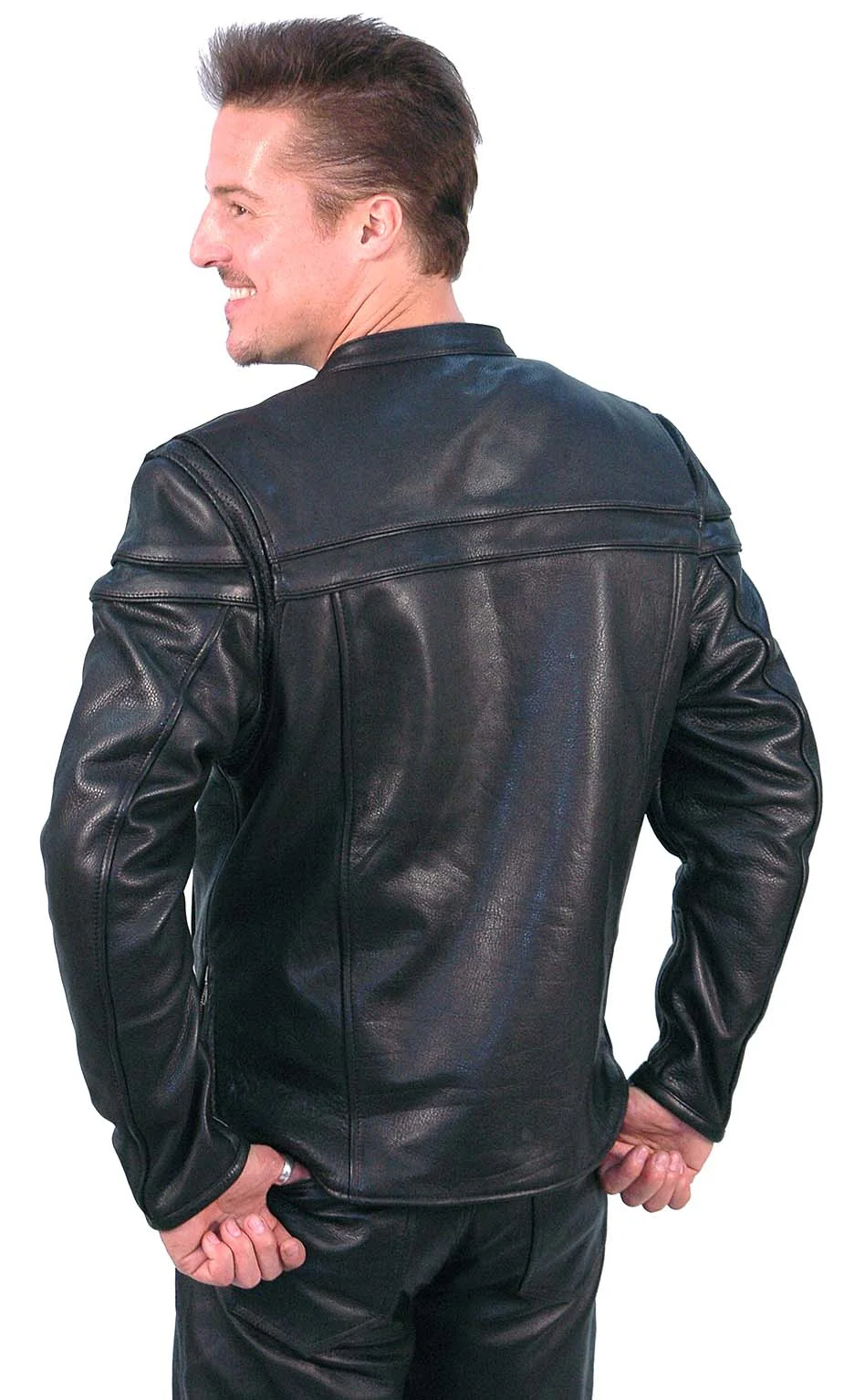Vented Ultra Premium Leather Motorcycle Jacket - Scooter #M262NZ (S-L) - Image 2
