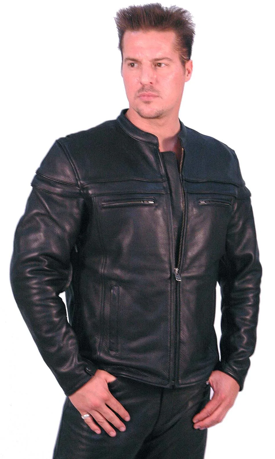 Vented Ultra Premium Leather Motorcycle Jacket - Scooter #M262NZ (S-L) - Image 3