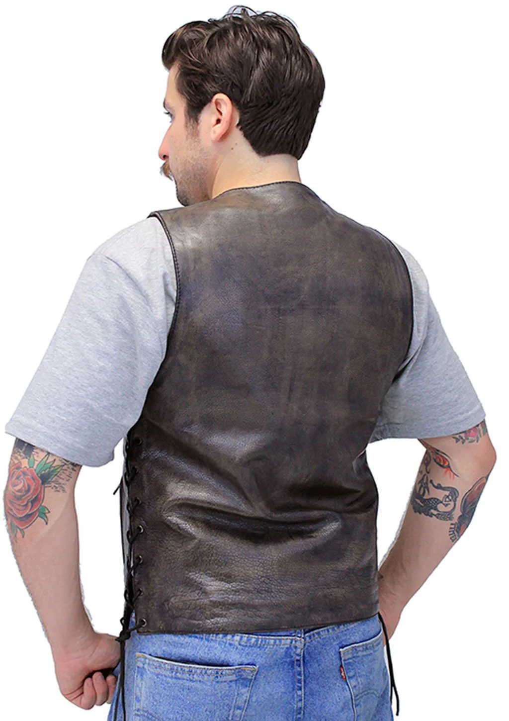 Vintage Brown Leather Vest For Conceal Carry #VMA3540GN - Image 2
