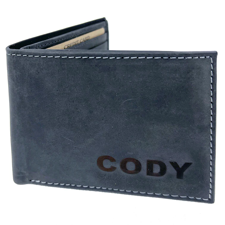 Vintage Black Bifold RFID Wallet #WM13010KID - Image 2