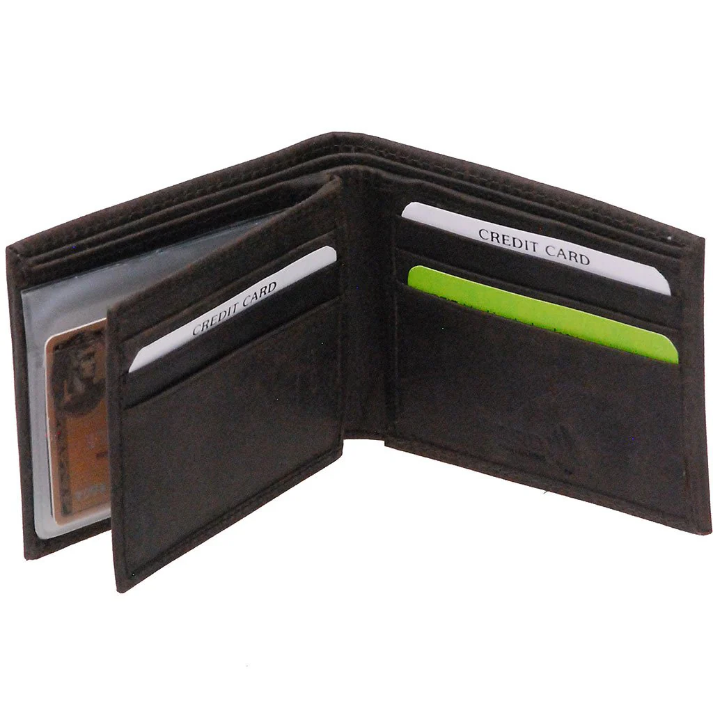 Vintage Charcoal Black Bifold w/Center Flap 14 Pocket RFID Wallet #WM13120KID - Image 2