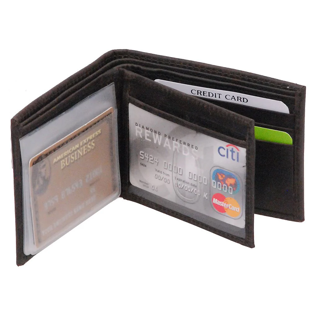 Vintage Charcoal Black Bifold w/Center Flap 14 Pocket RFID Wallet #WM13120KID - Image 3
