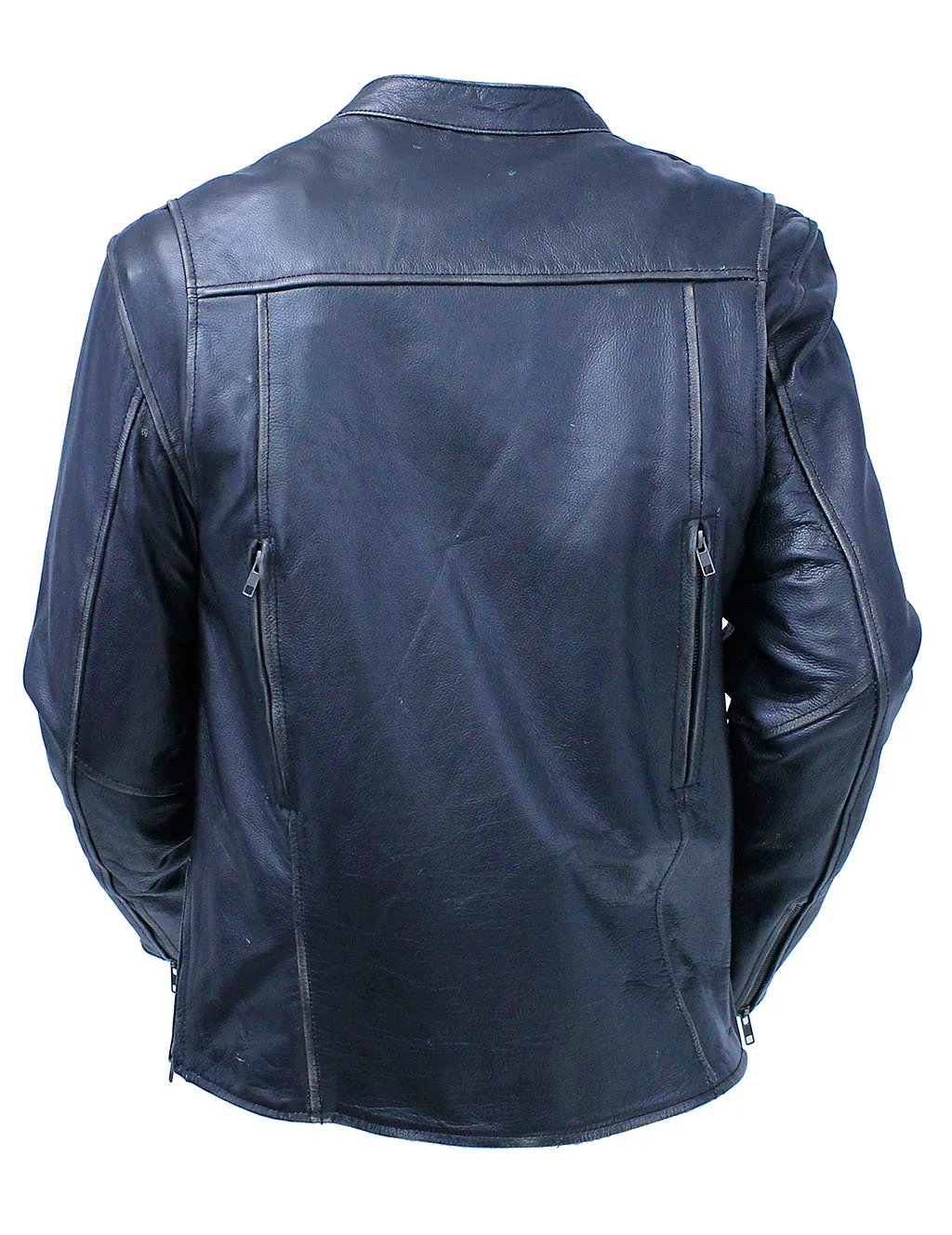 Vintage Black Concealed Pocket Motorcycle Jacket w/Vents #MA5020VZK - Image 2