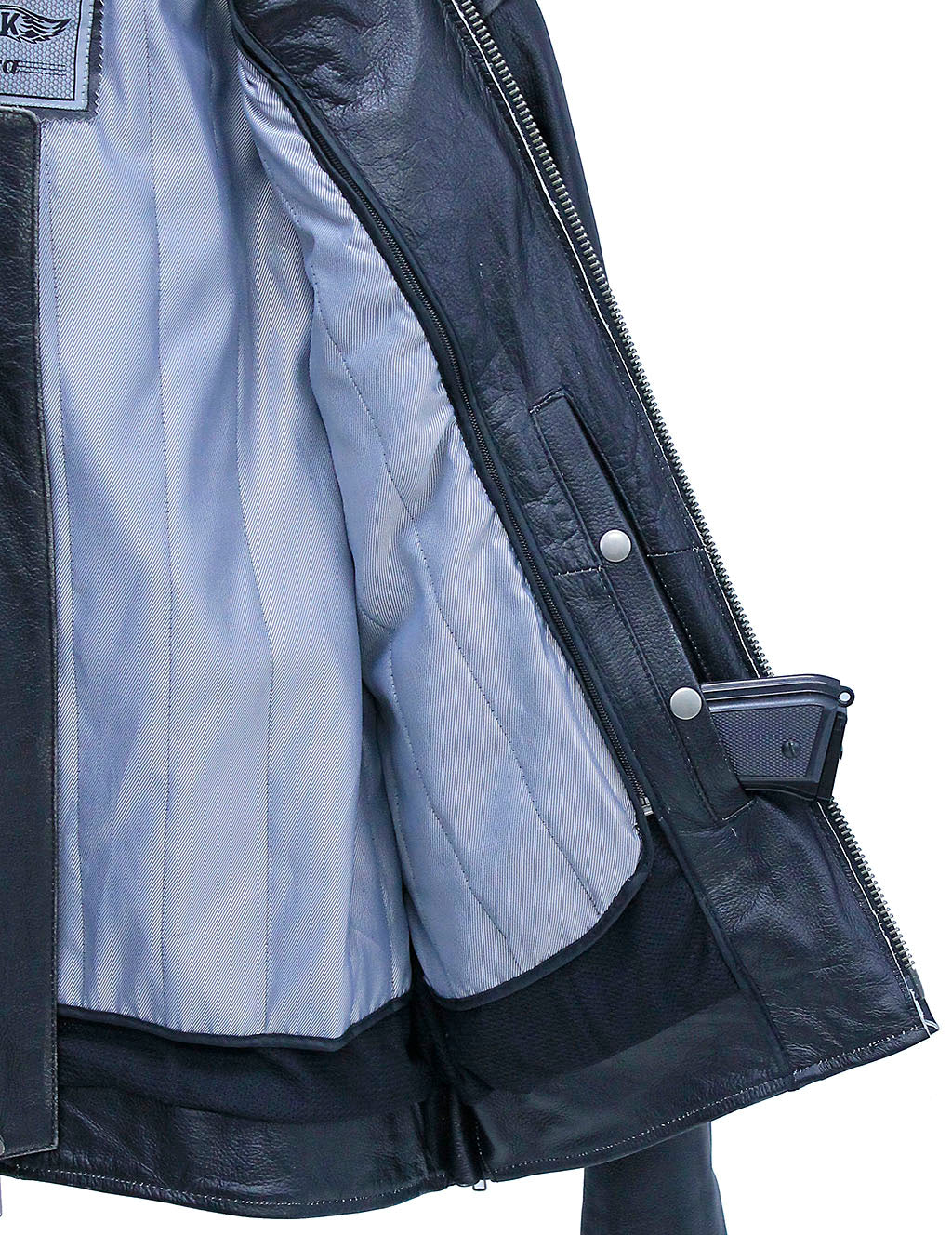 Vintage Black Concealed Pocket Motorcycle Jacket w/Vents #MA5020VZK - Image 5
