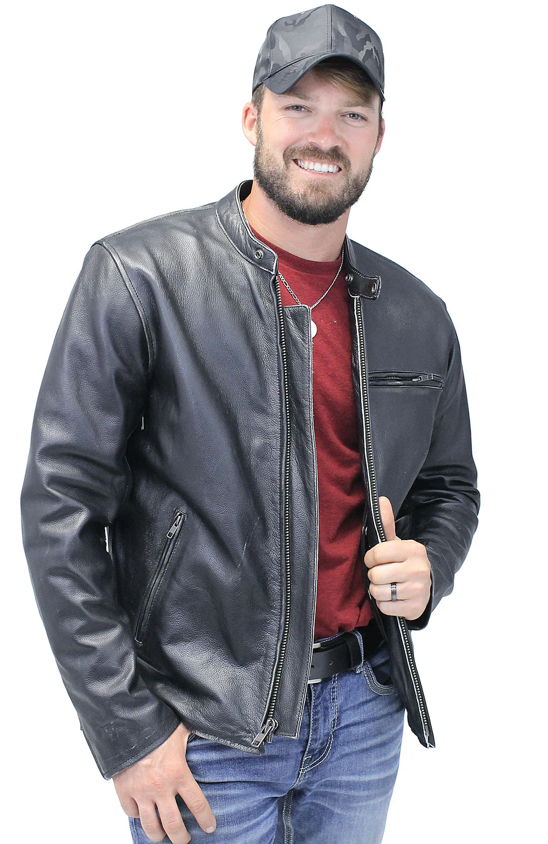 Vintage Black Concealed Pocket Motorcycle Jacket w/Vents #MA5020VZK - Image 6