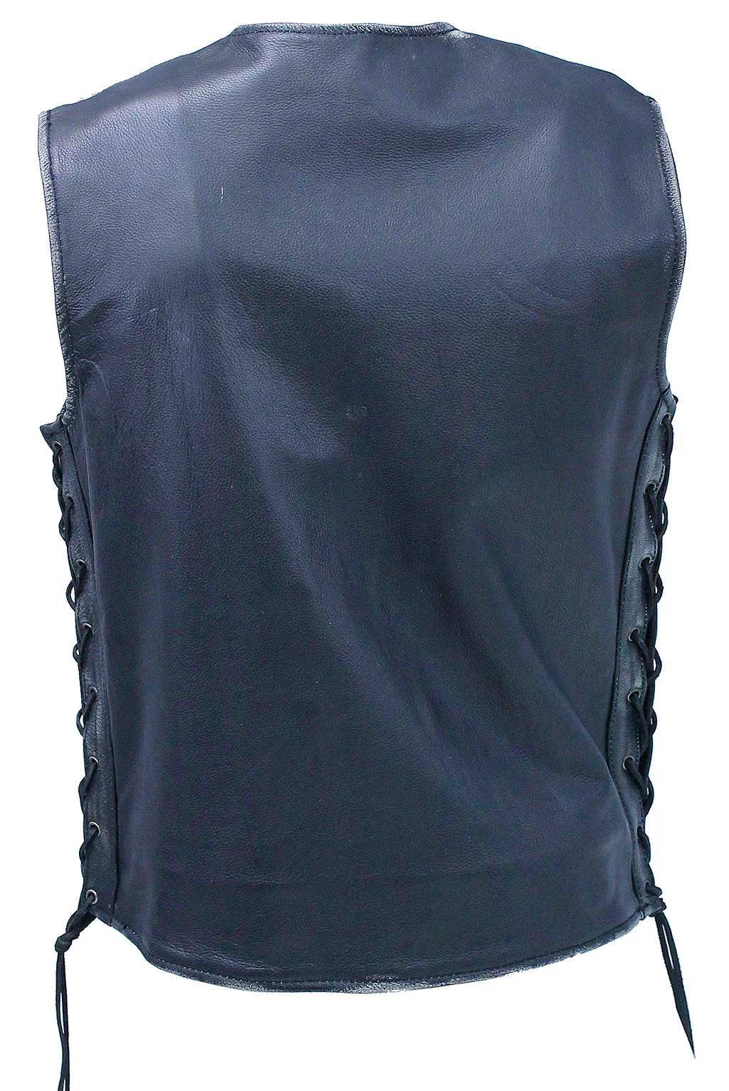 Vintage Black Side Lace Concealed Pocket Straight Bottom Vest #VMA2611GK - Image 2