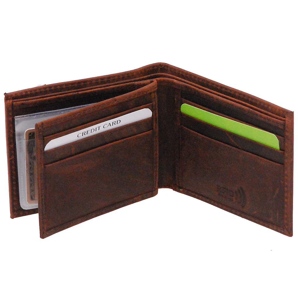Vintage Brown Bifold w/Center Flap 14 Pocket RFID Wallet #WM13121NID - Image 3