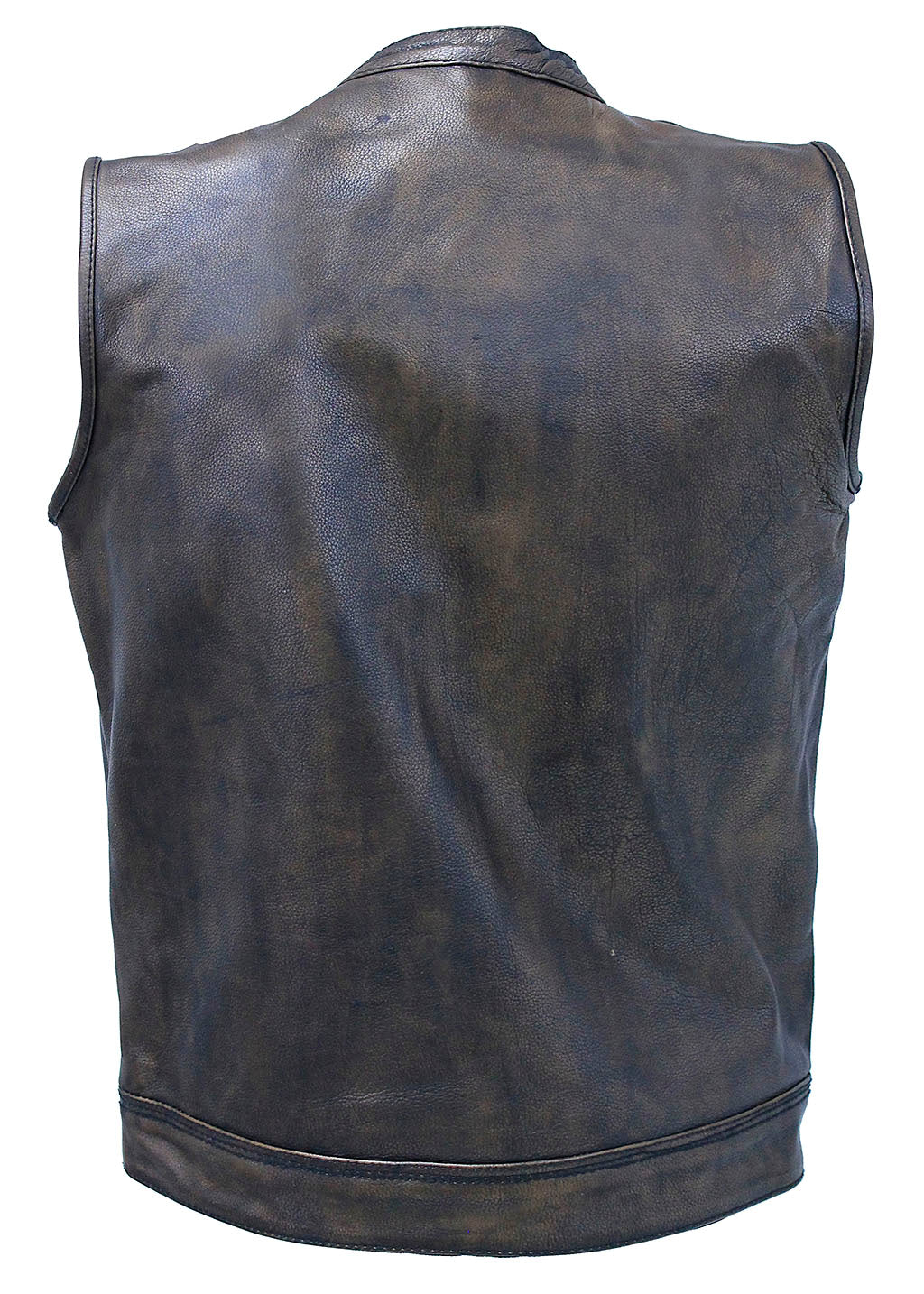 Vintage Brown Leather Concealed Pocket Club Vest #VM6401ZGN - Image 2