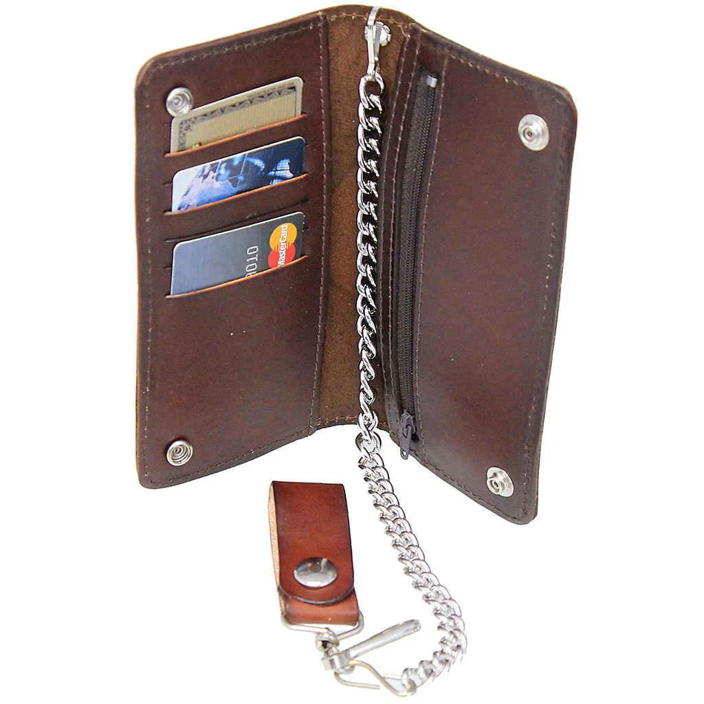 Vintage Brown Leather Eagle Embossed Bifold Chain Wallet #WC34141EN - Image 2
