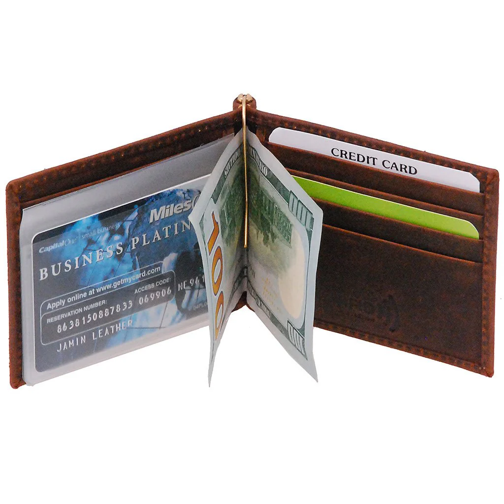 Vintage Brown Leather Money Clip Wallet #W513171NID - Image 2