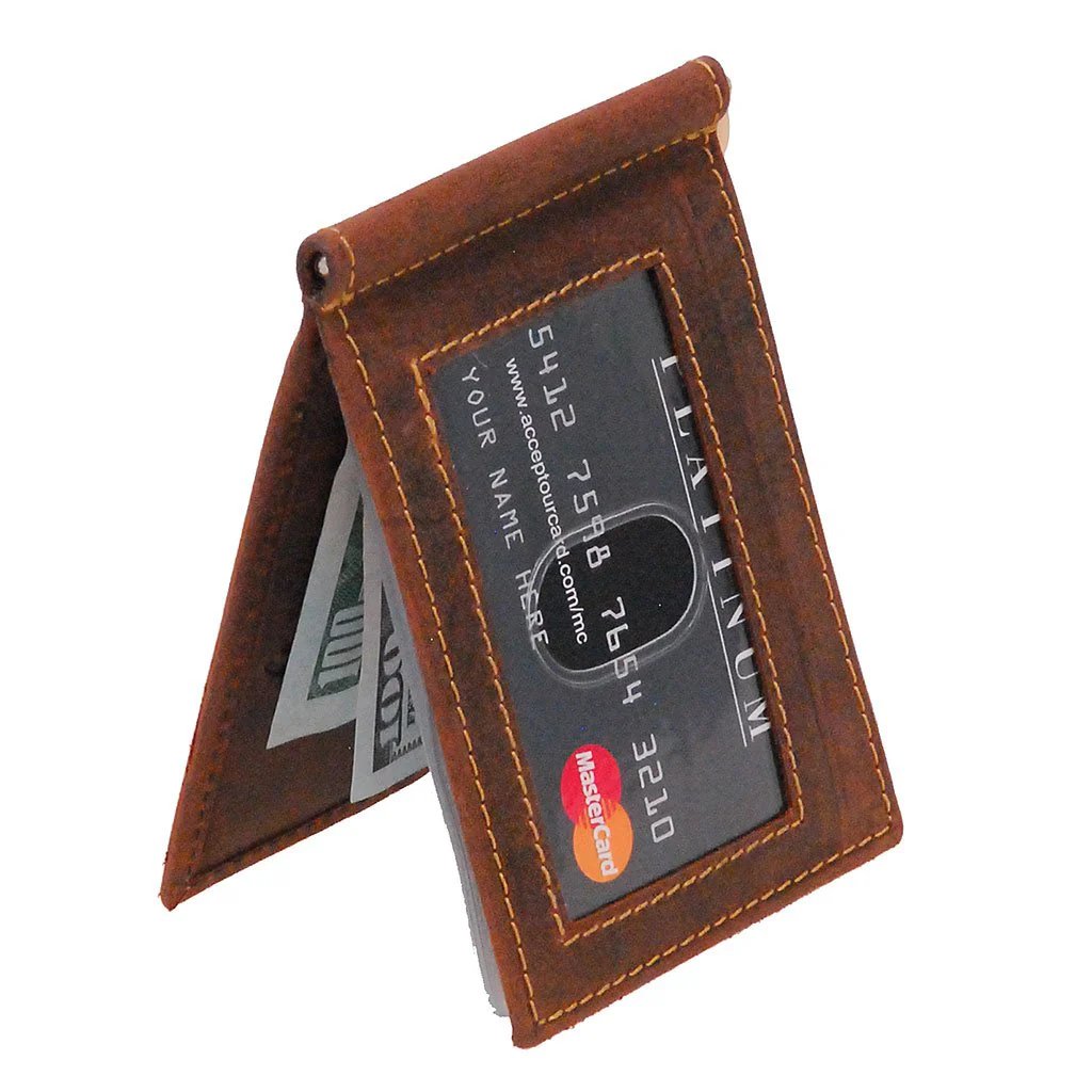 Vintage Brown Leather Money Clip Wallet #W513171NID - Image 3