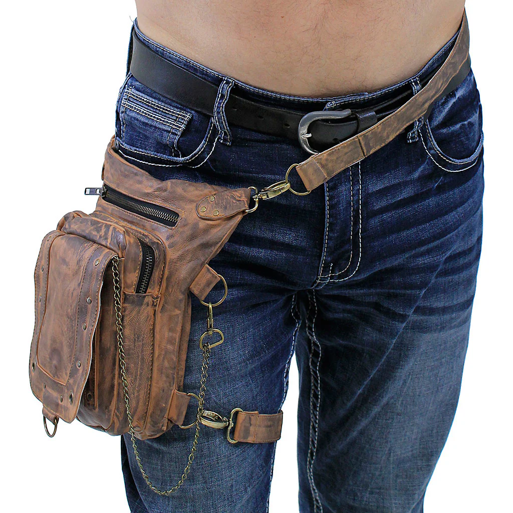 Vintage Brown Leather Thigh Bag w/Concealed Pocket #TBA5734N - Image 3