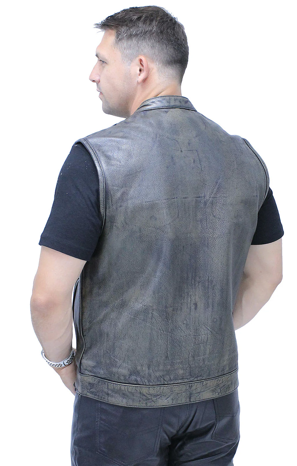 Vintage Brown Men's Club Vest with Concealed Pockets #VMA66552GN - Image 2
