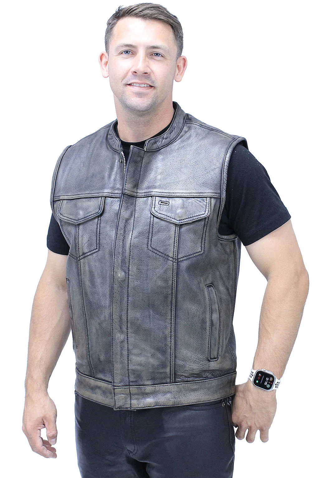 Vintage Brown Men's Club Vest with Concealed Pockets #VMA66552GN - Image 6