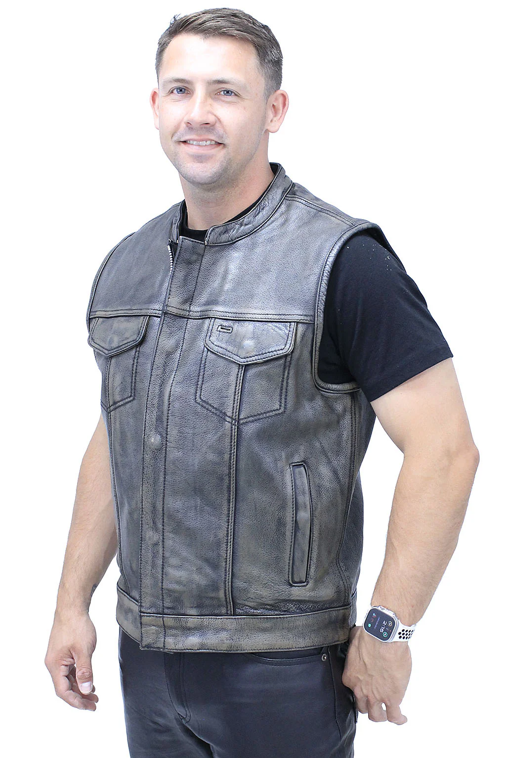 Vintage Brown Men's Club Vest with Concealed Pockets #VMA66552GN - Image 7
