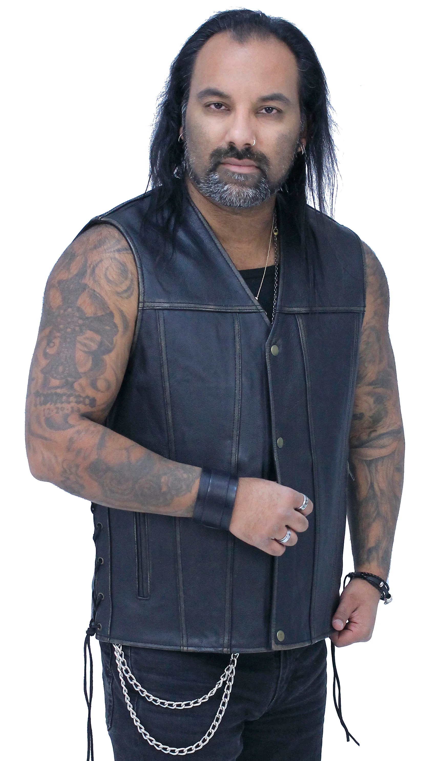 Vintage Brown Side Lace Concealed Pocket Straight Bottom Vest #VMA2612GN () - Image 3