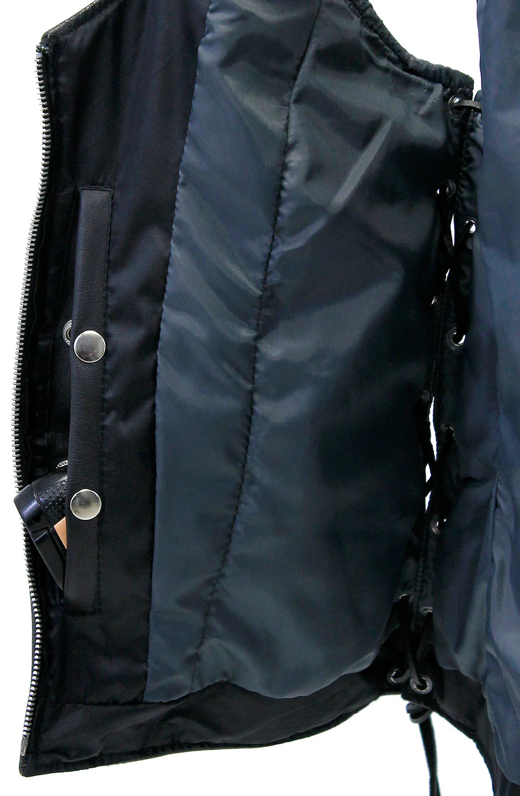 Vintage Gray Women's Dual Concealed Pocket  Side Lace Zip Vest #VLA801GLG - Image 4