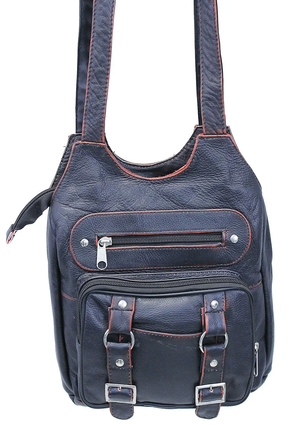 Vintage Red O-Ring Leather CCW Handbag #P9796DN - Image 3