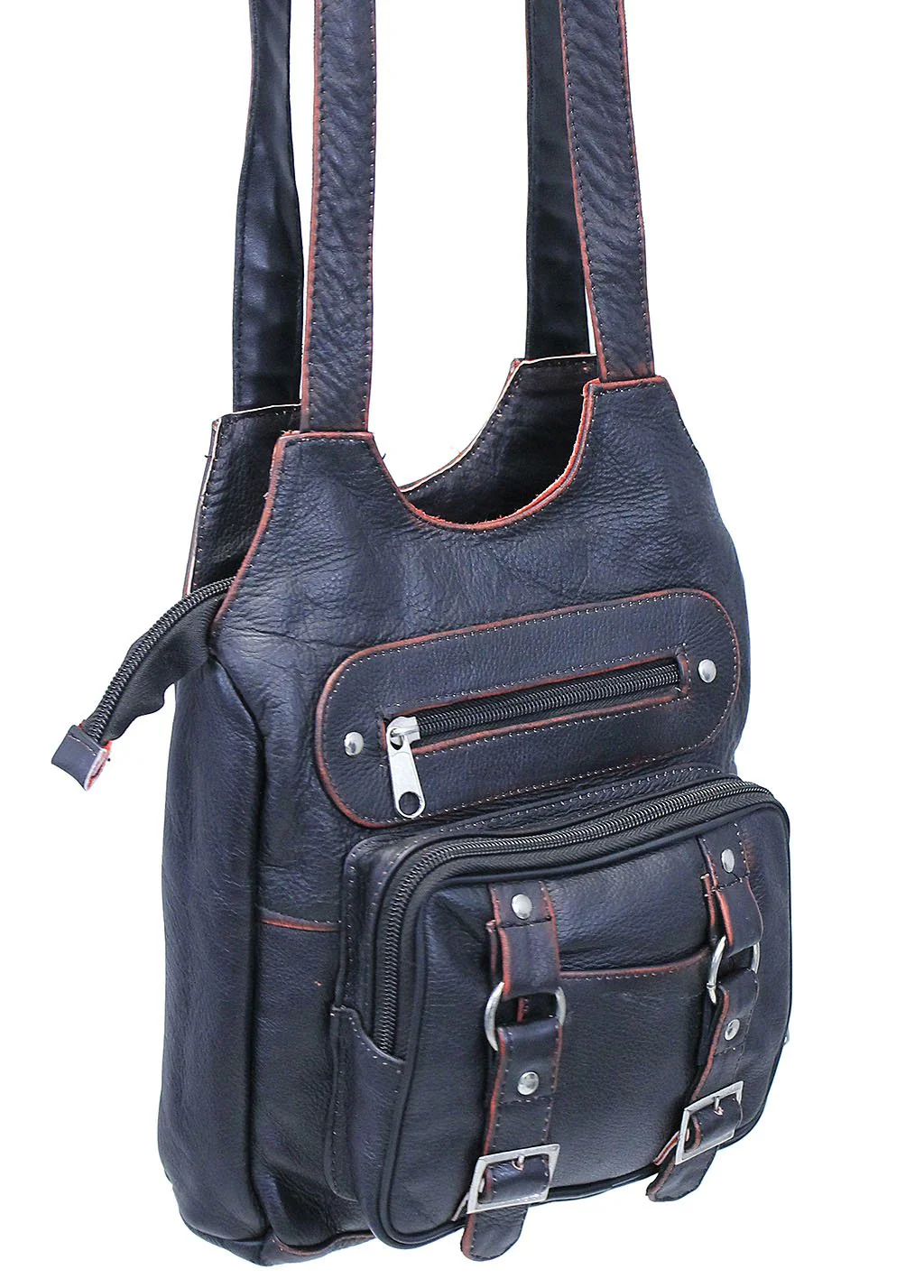 Vintage Red O-Ring Leather CCW Handbag #P9796DN - Image 4