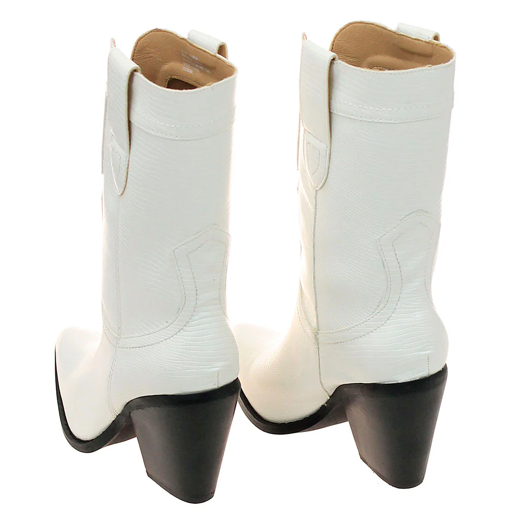 White 10" Ladies Lizard Embossed Cowgirl Boots #BLC04W-MILES - Image 2