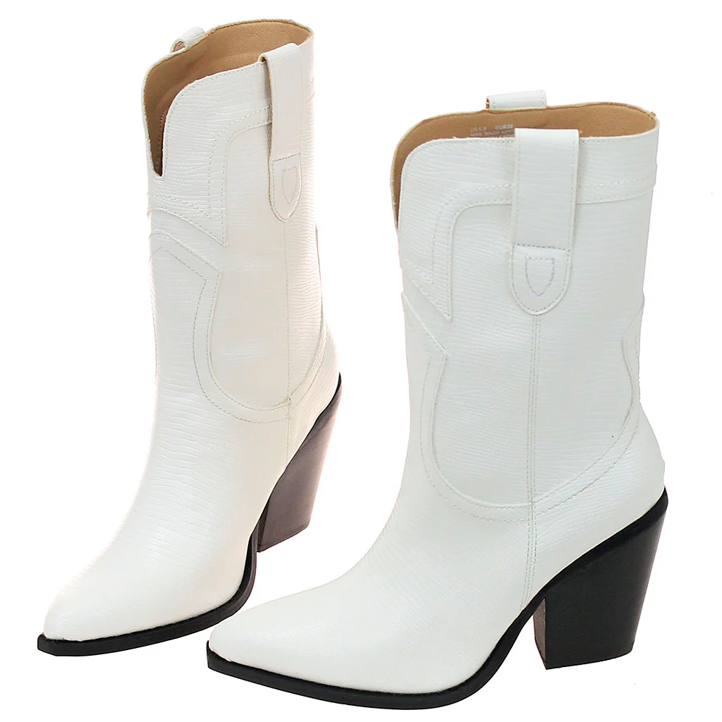 White 10" Ladies Lizard Embossed Cowgirl Boots #BLC04W-MILES - Image 3