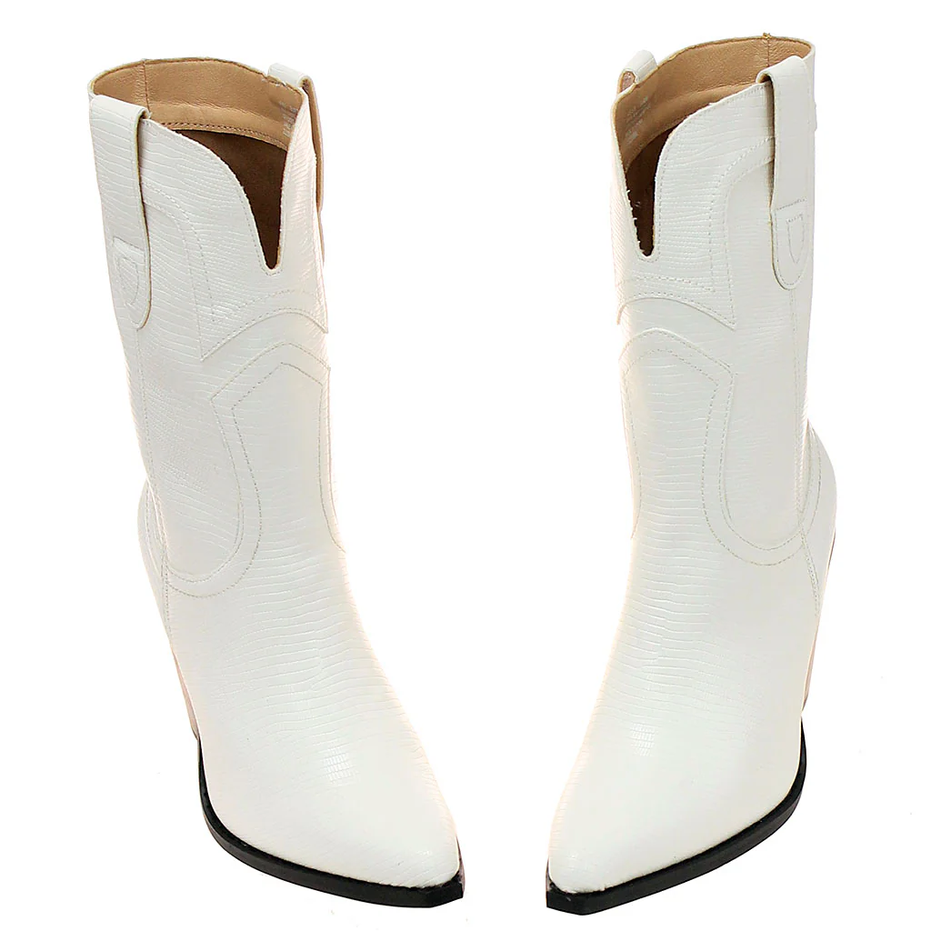 White 10" Ladies Lizard Embossed Cowgirl Boots #BLC04W-MILES - Image 4