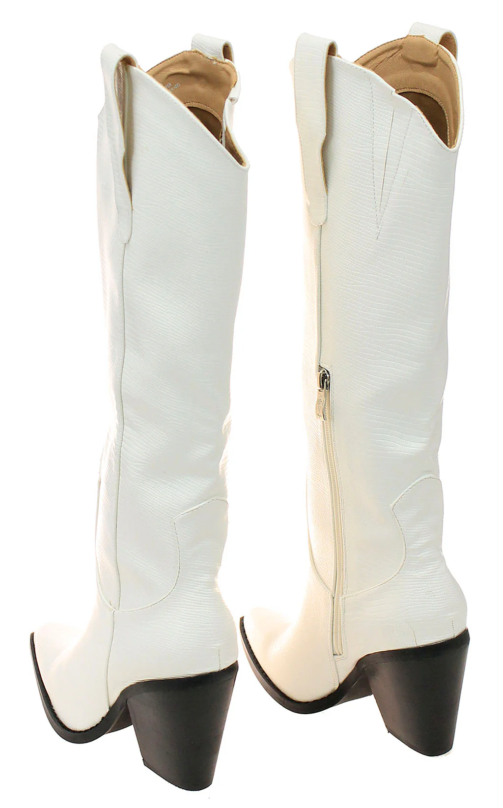 White 16" Ladies Lizard Embossed Knee High Boots #BLC750ZW-MILES16 - Image 2