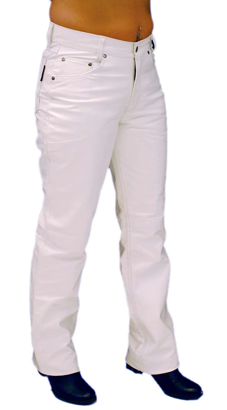 White Leather Pants for Women #LP710W (4-10) - Image 2