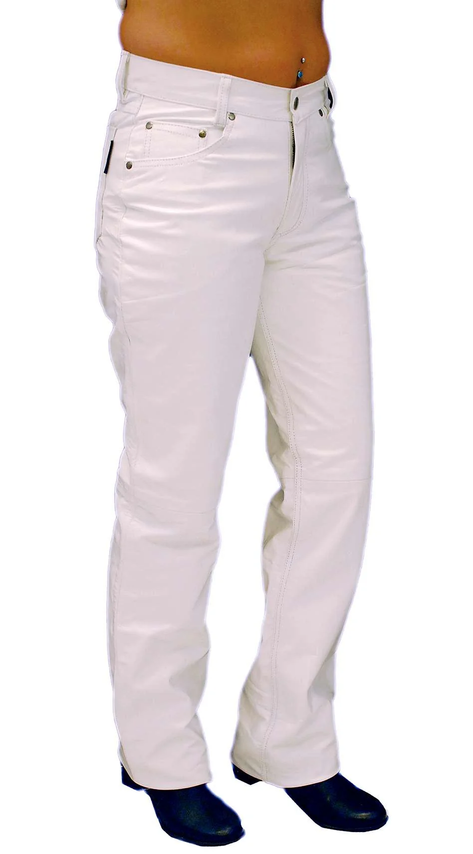 White Leather Pants for Women #LP710W (4-10) - Image 3