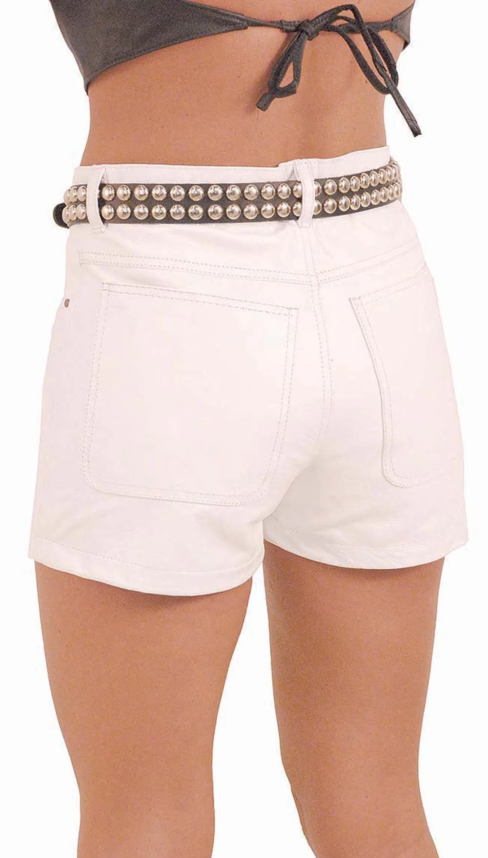 White Leather Pocket Shorts #SH31108W (S-L) - Image 2