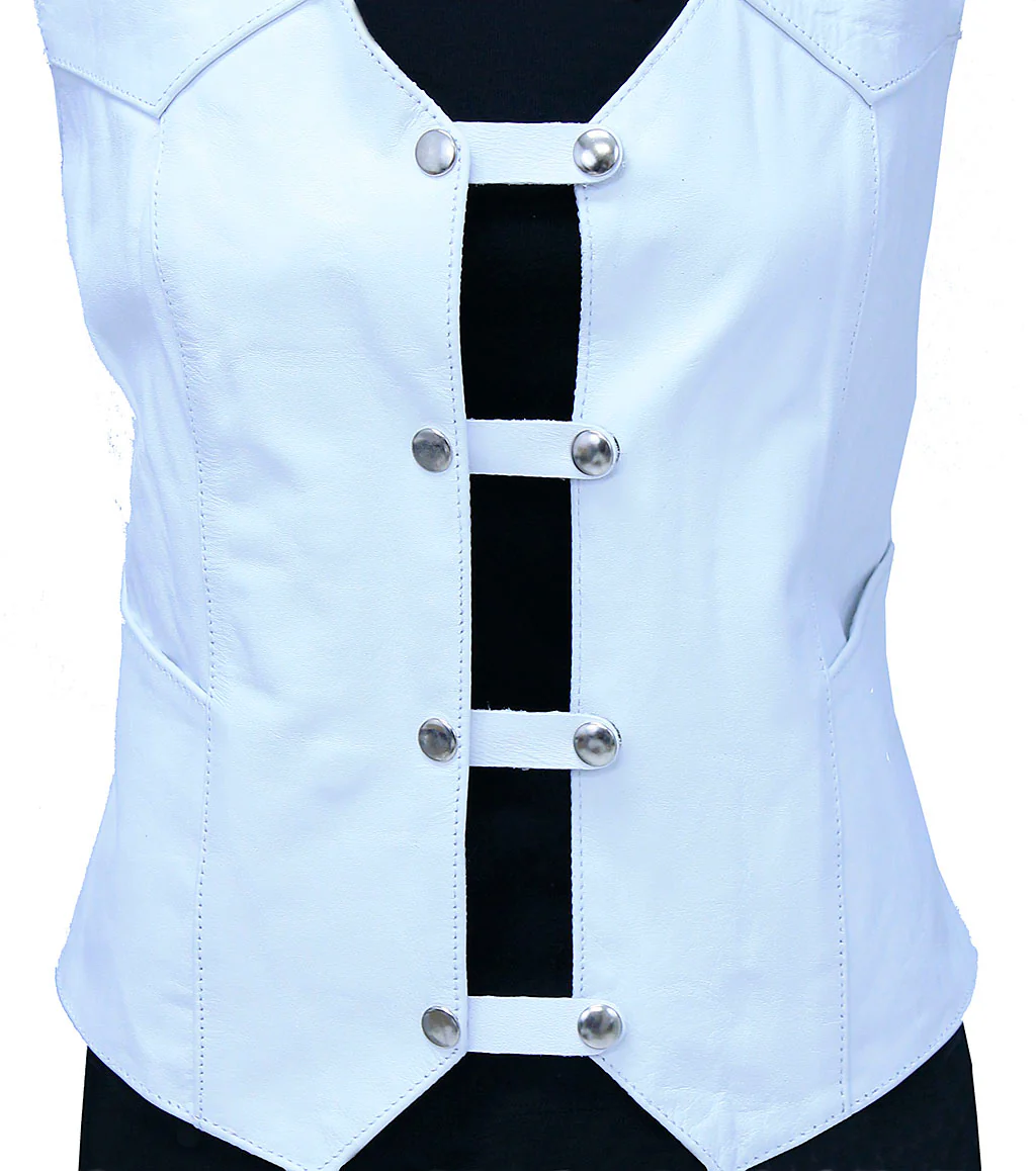 White Leather Vest Extenders (set of 4) #VC20258W - Image 2