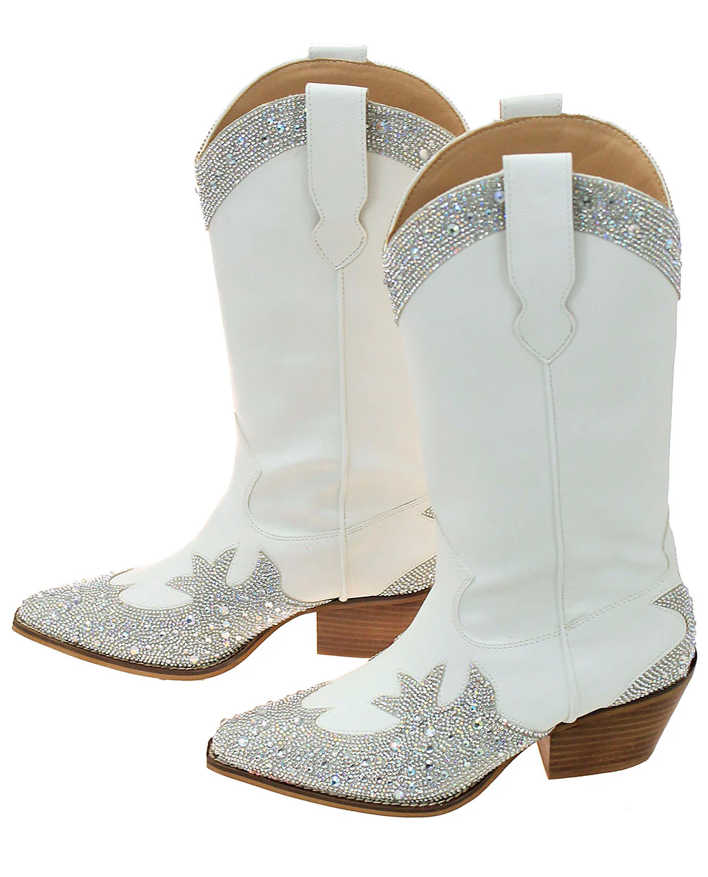 White Rhinestone on White Cowgirl Boots #BLC10RW-ZAND - Image 2