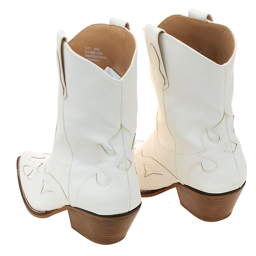 White Short Cowgirl Boots #BLC10W-SANYA - Image 2